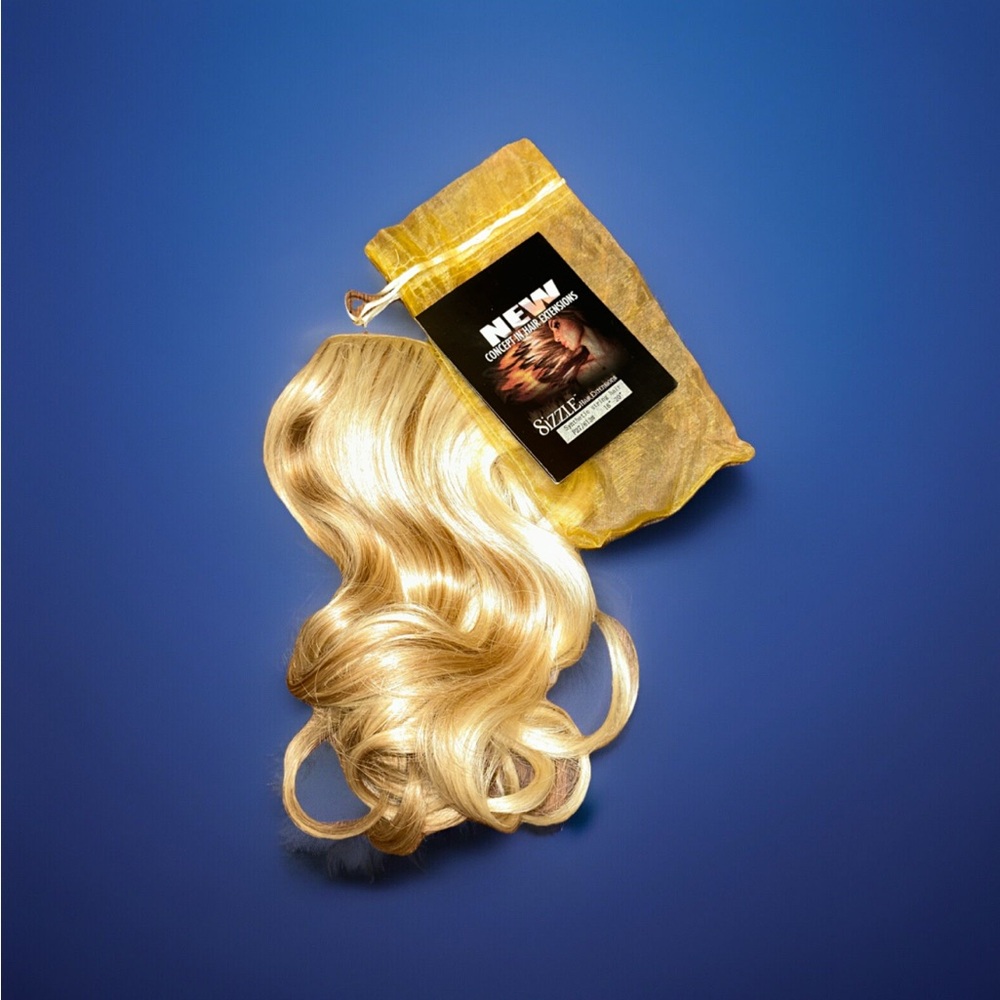 Sizzle Hair Extensions String Halo Style Light Blonde 12”-16” 100 Gram 27/613.